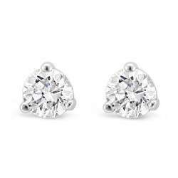 Solitaire Diamond Stud Earrings in a 3-Claw Setting, Set 18ct White Gold. Tdw 0.35ct